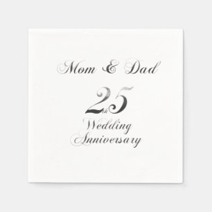 Serviette En Papier 25e Anniversaire Parents Mariage d'argent