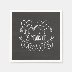 Serviette En Papier 25e Anniversary Poison Chalk Hearts