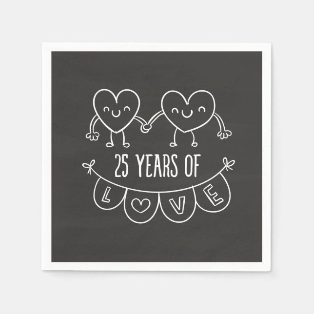 Serviette En Papier 25e Anniversary Poison Chalk Hearts (Devant)