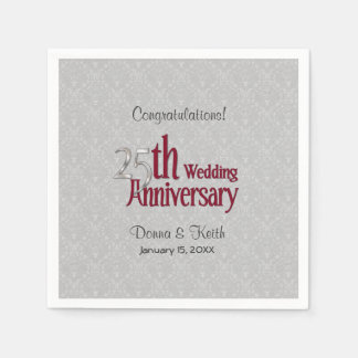 Serviette En Papier 25e Argent - Anniversaire de Bourgogne 2 - Personn
