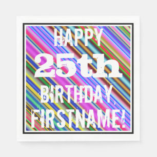 Serviette En Papier 25ème anniversaire vibrant et coloré + Nom fait