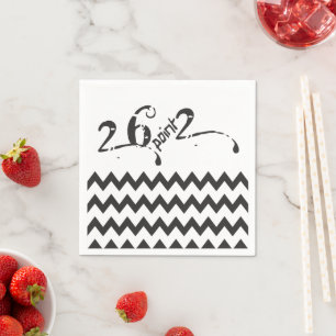 Serviette En Papier 26.2 motif de marathon noir blanc zigzags