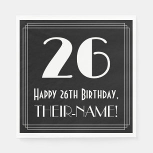Serviette En Papier 26e anniversaire ~ Art Déco Inspiré Look "26", Nom