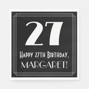 Serviette En Papier 27e anniversaire ~ Art Déco Inspiré Look "27", Nom
