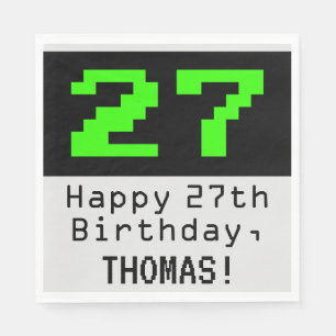 Serviette En Papier 27e anniversaire - Nerdy / Geeky Style "27" & Nom