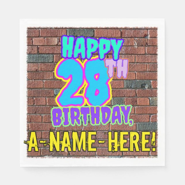 Serviette En Papier 28e anniversaire ~ Amusant, Graffiti urbain inspir (Devant)