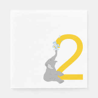 Serviette En Papier 2 Anniversaire moderne Gris Elephant Party Napkins