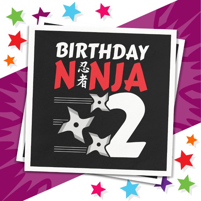 Serviette En Papier 2 Ans Ninja Party Stars Enfants 2e anniversaire (Créateur téléchargé)