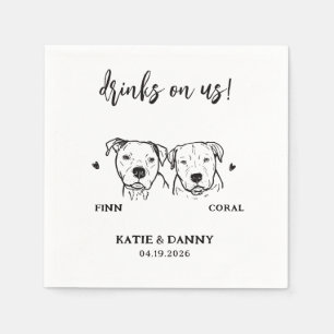 Serviette En Papier 2 chiens ligne artistique boissons offertes mariag