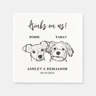 Serviette En Papier 2 Chiens Visages Animaux de compagnie Boissons sur