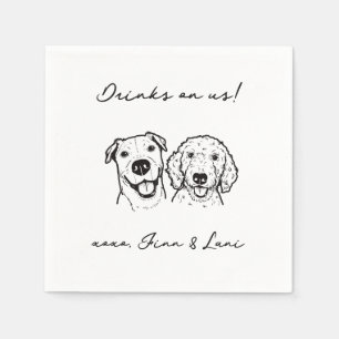 Serviette En Papier 2 Chiens Visages Barre de Chien Boissons sur nous 