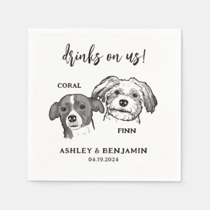 Serviette En Papier 2 chiens visages croquis animal de compagnie boiss