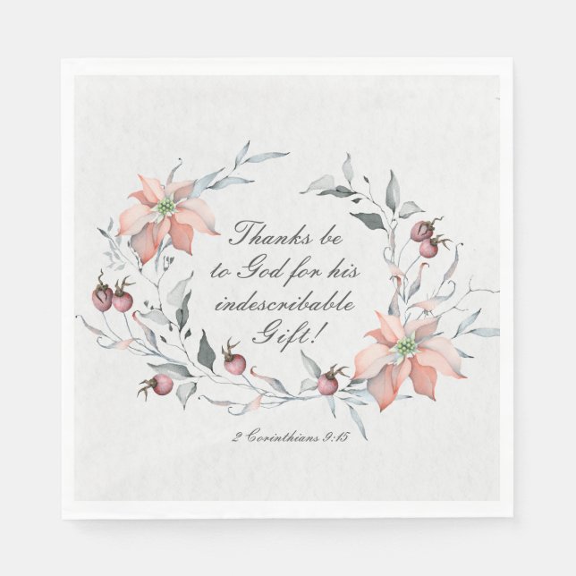 Serviette En Papier 2 Corinthiens 9:15 Merci à Dieu Noël (Devant)