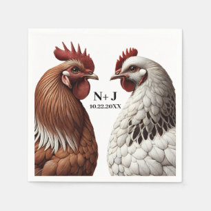 Serviette En Papier 2 Fermes de Poulets de Campagne  Mariage à la Bass