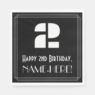 Serviette En Papier 2e anniversaire : Art Déco Inspiré Look "2" + Nom