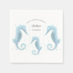 Serviette En Papier 2e anniversaire Dusty Blue Seahorse