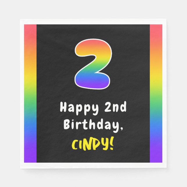 Serviette En Papier 2e anniversaire : Rainbow Spectrum # 2, Nom person (Devant)