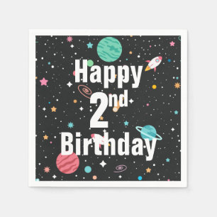Serviette En Papier 2e anniversaire Rocket Ships et Planètes