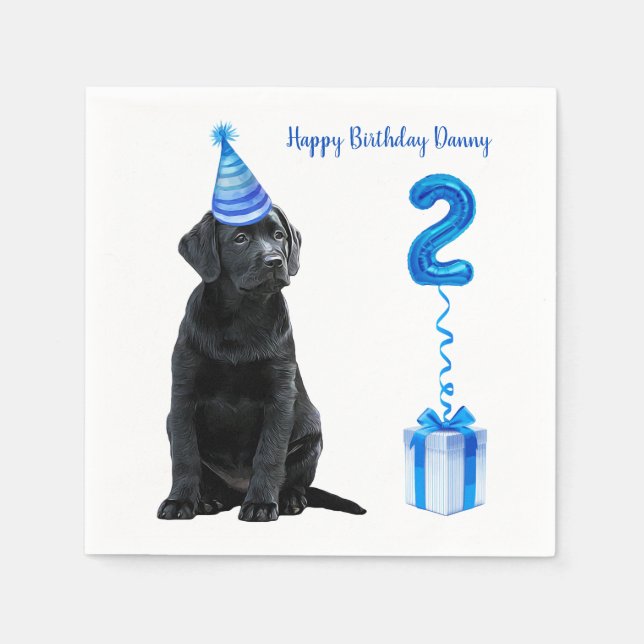 Serviette En Papier 2ème Anniversaire Chiot Thème - Chien bleu mignon  (Devant)