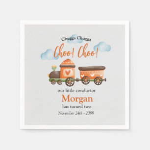 Serviette En Papier 2ème anniversaire Lovely Train Watercolor Party