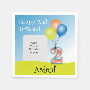 Serviette En Papier 2ème photo de l'anniversaire de l'enfant coloré 