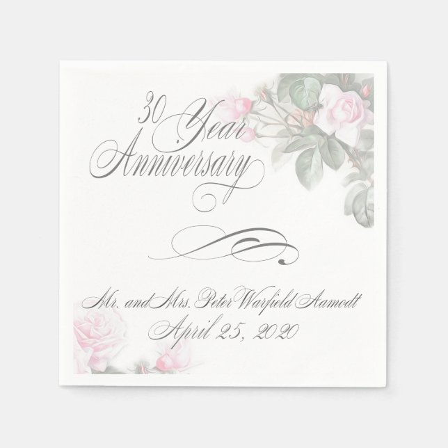 Serviette En Papier 30 ans Roses roses roses Karen (Devant)
