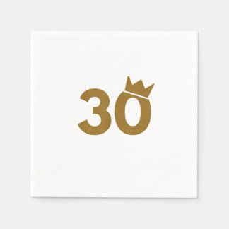 Serviette En Papier 30 Couronne d'or - 30e cadeau d'anniversaire