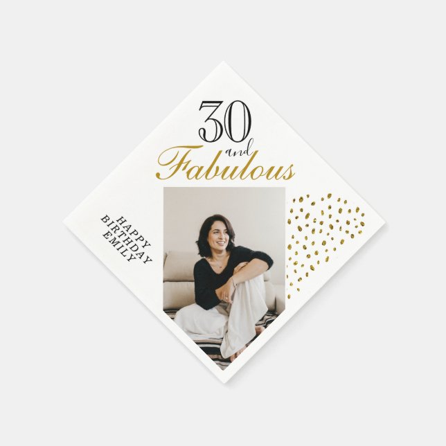 Serviette En Papier 30 et fabuleuse Parties scintillant d'or Photo 30e (Coin)