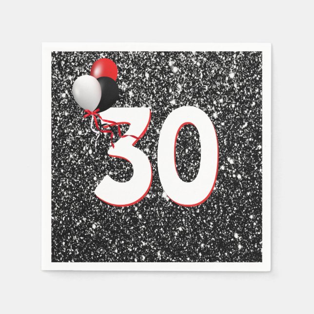 Serviette En Papier 30e anniversaire Ballons sur Parties scintillant n (Devant)