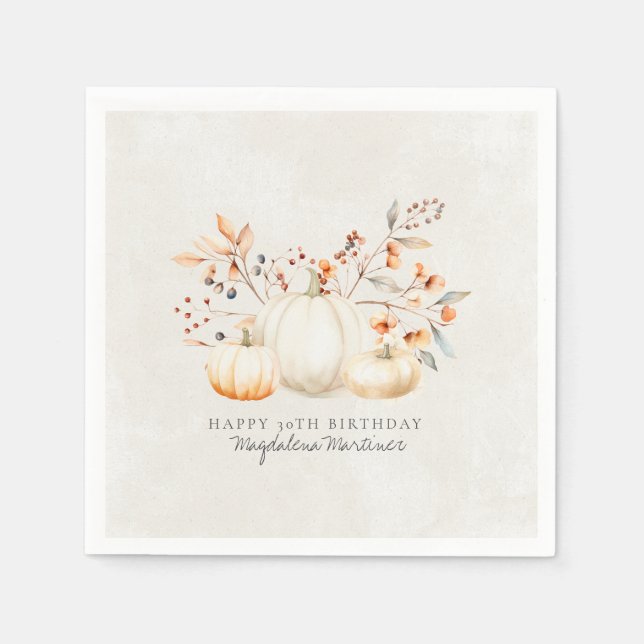 Serviette En Papier 30e anniversaire blanc Citrouille automne Leaves p (Devant)