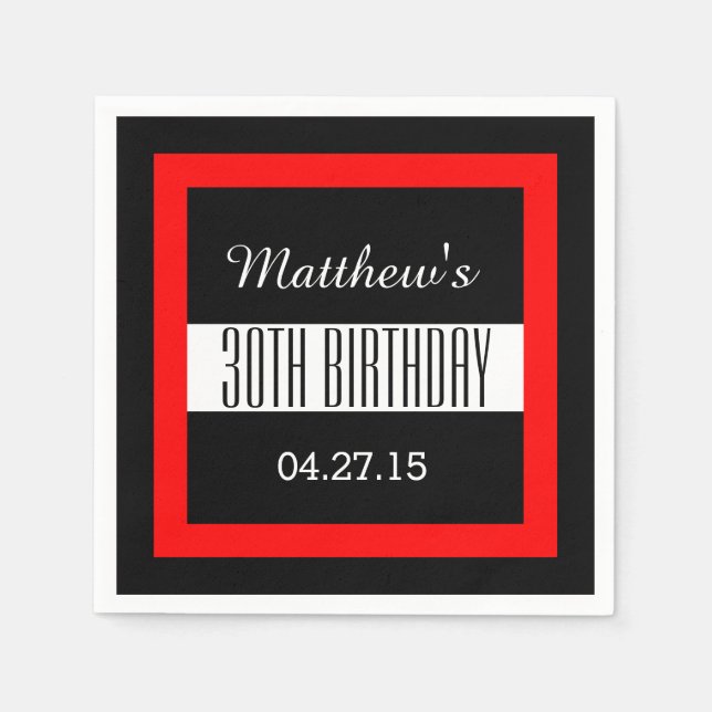 Serviette En Papier 30e anniversaire Carré uni couleur unie cadre VZ4 (Devant)