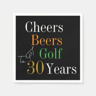 Serviette En Papier 30e anniversaire Cheers and Beers Golf Black and G