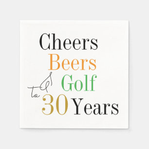 Serviette En Papier 30e anniversaire Cheers and Beers Golf Party