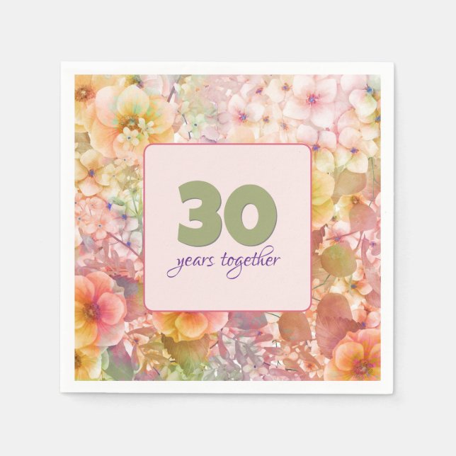 Serviette En Papier 30e anniversaire Cosmos Floral Garden (Devant)
