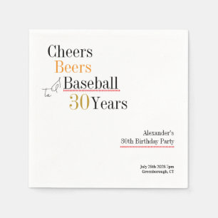 Serviette En Papier 30e anniversaire de baseball bravo Bières minimal