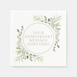 Serviette En Papier 30e Anniversaire de Mariage Aquarelle Verdure