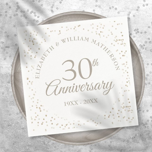 Serviette En Papier 30e Anniversaire de Mariage Chic Confettis de Perl (30th Wedding Anniversary Chic Pearl Confetti Napkins)