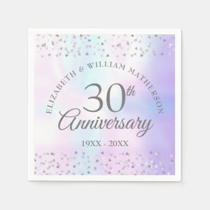 Serviette En Papier 30e Anniversaire de Mariage Cœurs de Confettis Per