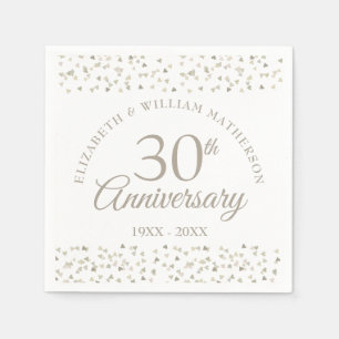 Serviette En Papier 30e Anniversaire de Mariage Perle Cœurs Confettis 