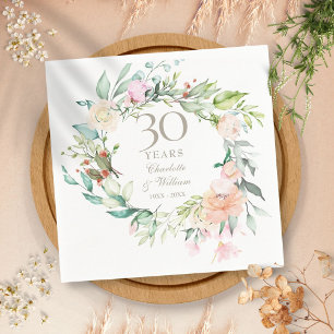 Serviette En Papier 30e Anniversaire de Mariage Roses Perles Guirlande