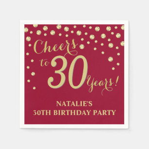 Serviette En Papier 30e anniversaire du Burgundy Red and Gold Diamond