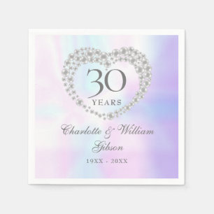 Serviette En Papier 30e anniversaire du Mariage Chic Pearl Heart