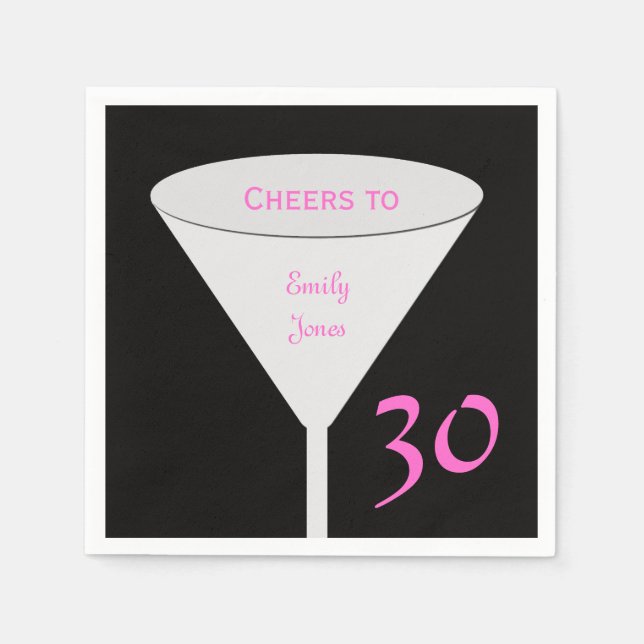 Serviette En Papier 30e anniversaire fête "Cheers To" Papier serviette (Devant)