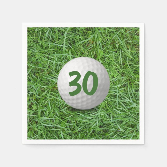 Serviette En Papier 30e anniversaire Golf Ball on Grass Napkins (Devant)