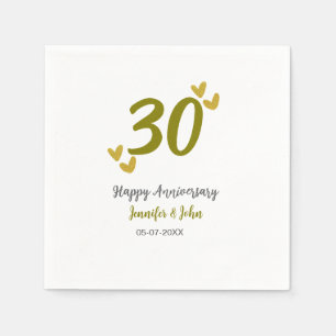 Serviette En Papier 30e anniversaire heureux couple de mariages gris d