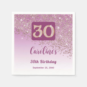 Serviette En Papier 30e anniversaire Joli Rose Parties scintillant or
