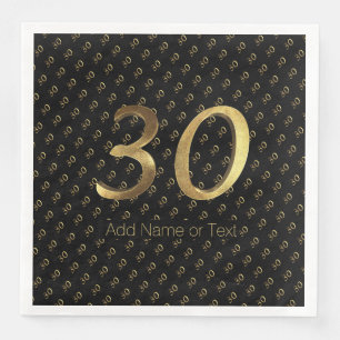 Serviette En Papier 30e anniversaire Mariage Anniversaire Black Gold