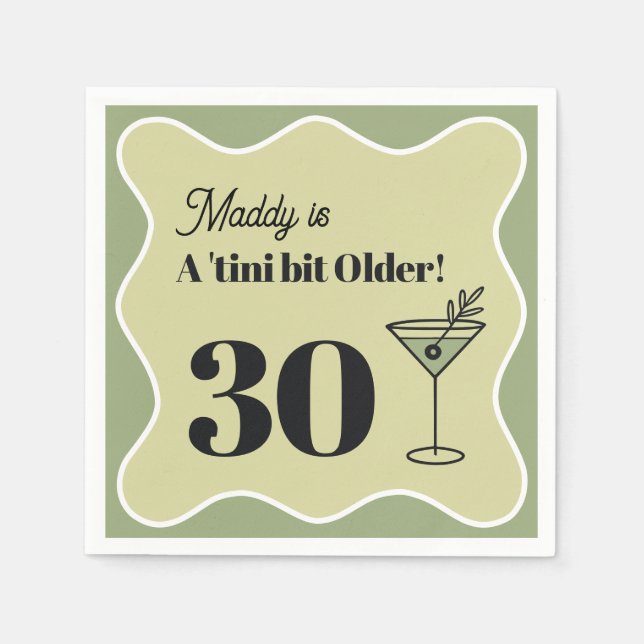 Serviette En Papier 30e anniversaire Martini Napkin Green (Devant)