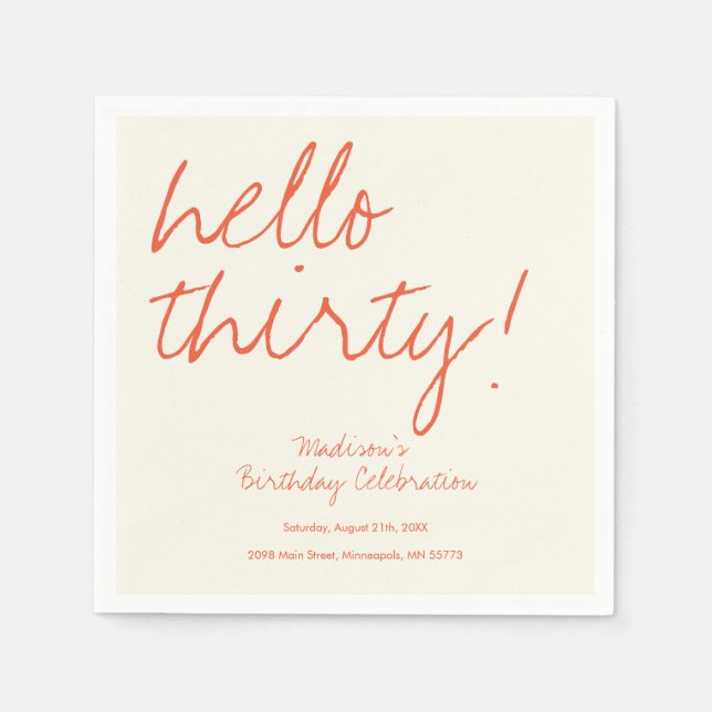 Serviette En Papier 30e anniversaire moderne (Devant)