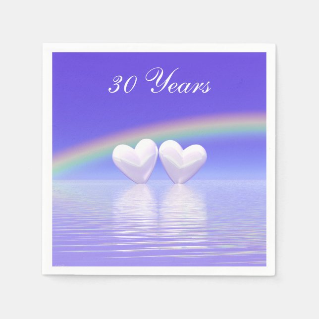 Serviette En Papier 30e anniversaire Pearl Hearts (Devant)